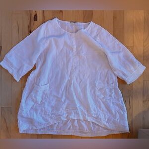 Lungo L’arno 100% Linen Tunic White Made in Italy Size 3X